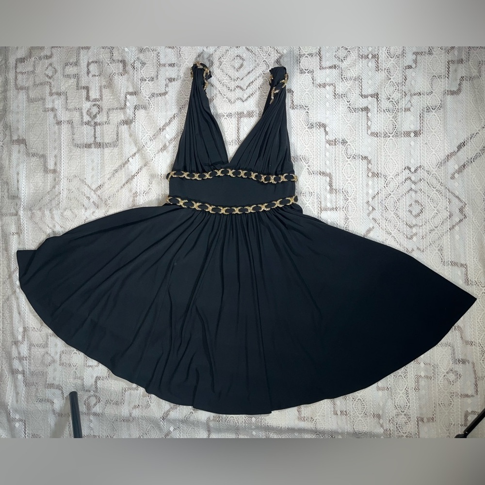 Marchesa Black and Gold Mini Dress - Picture 4 of 9